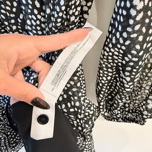 Zara Size S Black And White Polka Dot Flounce Mini Shirt Dress Long Sleeve - Picture 13 of 14